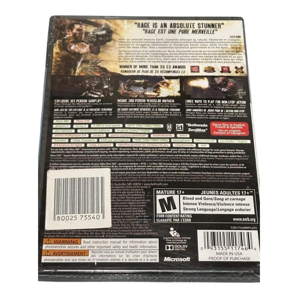 Rage Xbox 360 Video Game Platinum Hits Sealed M Rated Action Shooter - Picture 7 of 7
